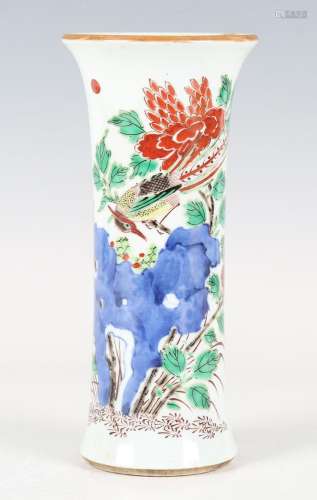 A Chinese Transitional style famille verte porcelain beaker ...