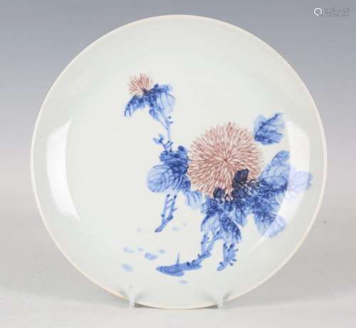 A Chinese underglaze blue and iron red decorated porcelain c...