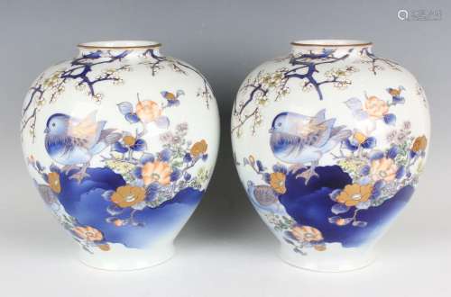 A pair of Japanese Fukagawa Koransha porcelain vases