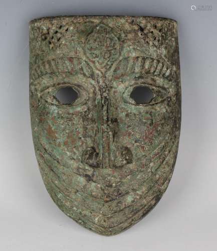 A Persian Islamic bronze war mask