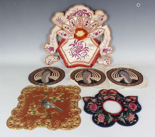 A group of Chinese silk embroideries