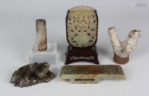 A small group of jade and hardstone carvings