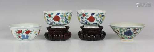 A pair of Chinese doucai porcelain bowls