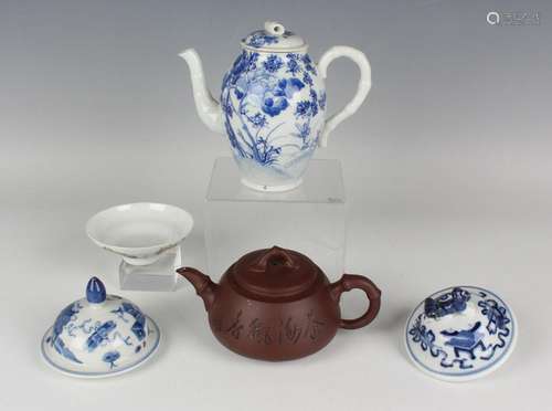 A Chinese Yixing stoneware teapot and cover