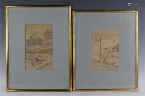 A group of four Chinese watercolour paintings