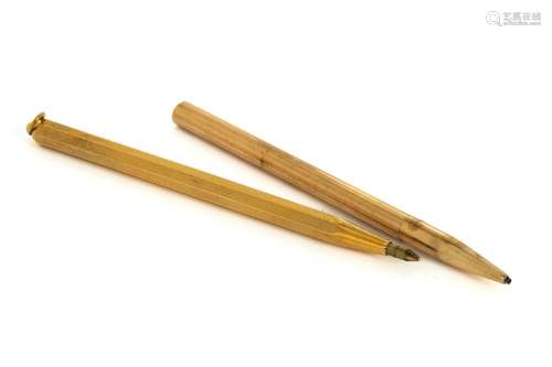 TWO GOLD WRITING IMPLEMENTS, 16g