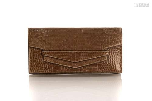 VINTAGE HERMES LIGHT BROWN CROCODILE CLUTCH