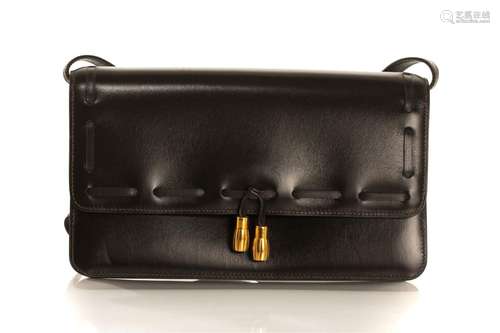 VINTAGE HERMES BROWN LEATHER SHOULDER CLUTCH