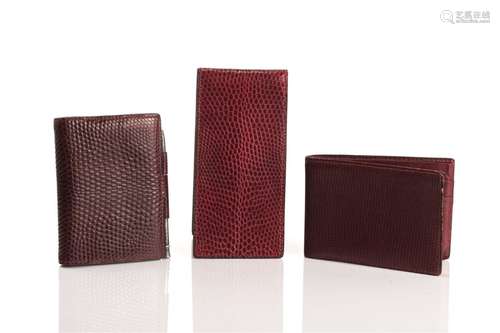 THREE VINTAGE HERMES LIZARD POCKET ACCESSORIES