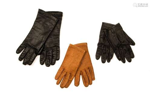 THREE PAIRS OF VINTAGE HERMES LEATHER GLOVES