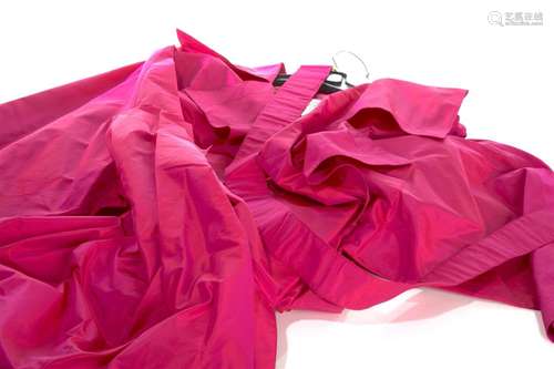 HERMES HOT PINK SILK COAT WRAP DRESS