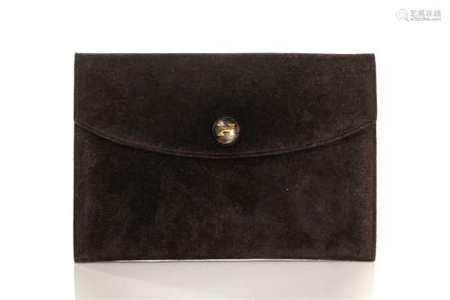 VINTAGE HERMES BROWN SUEDE RIO CLUTCH