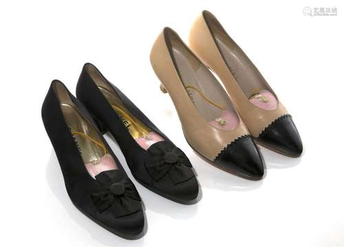 TWO PAIRS OF VINTAGE CHANEL LADY'S DRESS SHOES