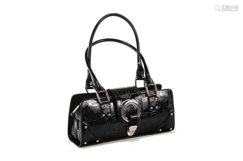 DOLCE & GABBANA BLACK PATENT LEATHER HANDBAG