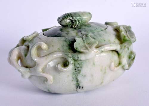 A VERY RARE 19TH/20TH CENTURY CHINESE JADEITE CENSER AND COV...