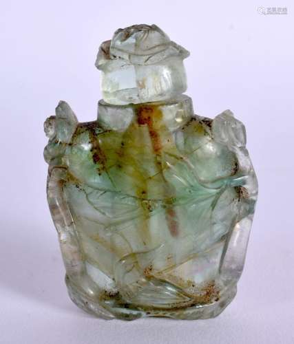 A 19TH CENTURY CHINESE CARVED GREEN QUARTZ SNUFF BOTTLE AND ...