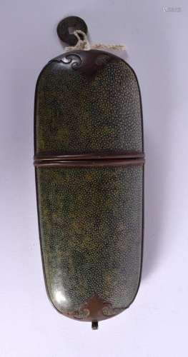 A 19TH CENTURY CHINESE SHAGREEN CASED GLASSES CASE with copp...