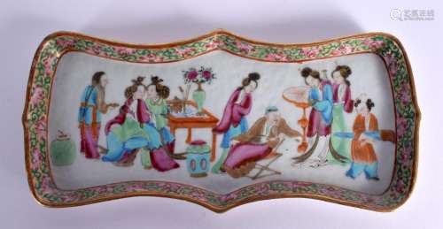 A 19TH CENTURY CHINESE CANTON FAMILLE ROSE RECTANGULAR DISH ...