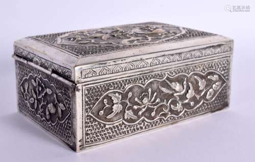 A 19TH CENTURY CHINESE EXPORT WHITE METAL BOX AND COVER deco...