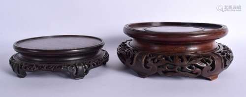 TWO LARGE 19TH CENTURY CHINESE CARVED HARDWOOD STANDS Qing. ...