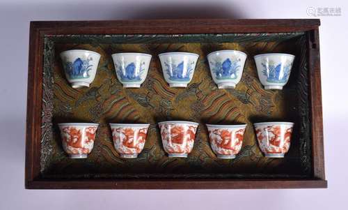 A VERY RARE SET OF EARLY 20TH CENTURY CHINESE PORCELAIN TEAB...