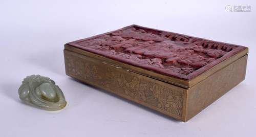 AN EARLY 20TH CENTURY CHINESE CARVED CINNABAR LACQUER BOX to...