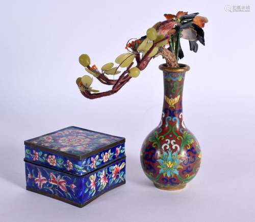 AN EARLY 20TH CENTURY CHINESE CLOISONNE ENAMEL VASE together...