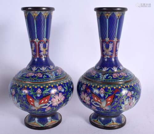 A PAIR OF EARLY 20TH CENTURY CHINESE CLOISONNE ENAMEL VASES ...