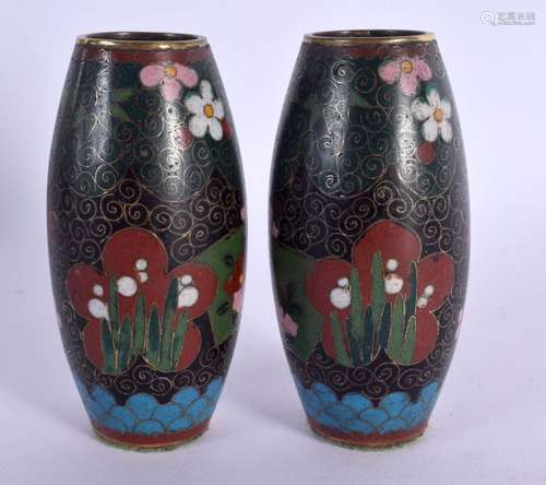 A PAIR OF 19TH CENTURY JAPANESE MEIJI PERIOD CLOISONNE ENAME...