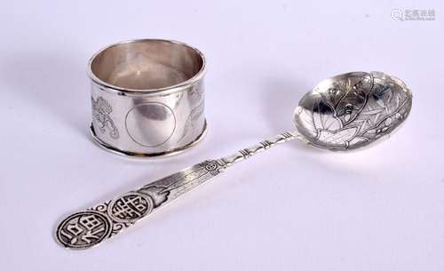 A 19TH CENTURY CHINESE EXPORT SILVER SPOON Qing, together wi...