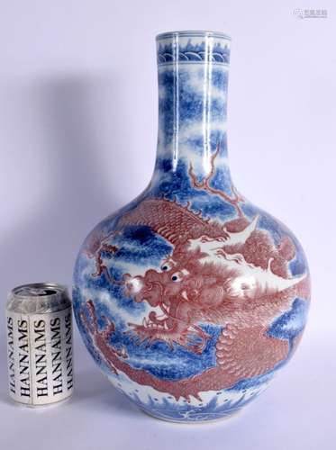 A LARGE EARLY 20TH CENTURY CHINESE IRON RED BLUE GLAZED BULB...