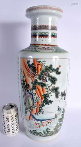 A LARGE 19TH CENTURY CHINESE FAMILLE VERTE PORCELAIN ROULEAU...