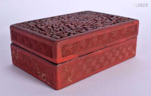 AN EARLY 20TH CENTURY CHINESE CARVED CINNABAR LACQUER BOX AN...