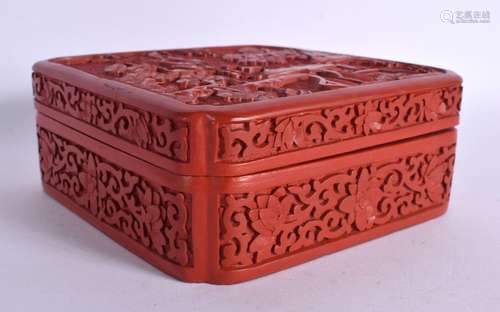 AN EARLY 20TH CENTURY CHINESE CINNABAR LACQUER BOX AND COVER...