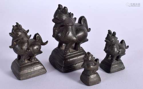 FOUR ANTIQUE INDIAN BRONZE OPIUM WEIGHTS. (4)