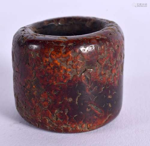 A CHINESE CARVED HORN ARCHERS RING 20th Century. 3.75 cm x 3...