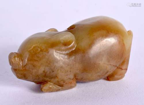 A CHINESE MUTTON JADE PIG 20th Century. 6 cm x 3 cm.