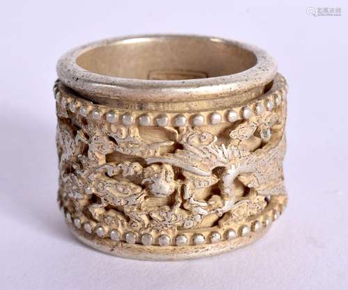 A CHINESE WHITE METAL RING 20th Century. 34 grams. Z.