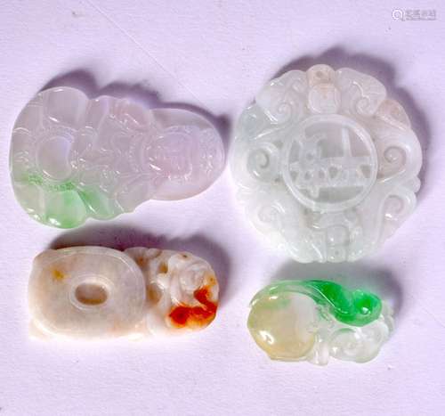 FOUR CHINESE CARVED JADEITE PLAQUES 20th Century. Largest 4 ...