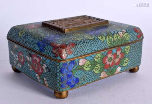 A CHINESE REPUBLICAN PERIOD CLOISONNE ENAMEL AND JADE CASKET...