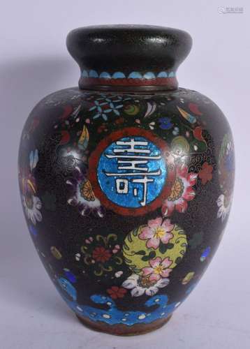 A 19TH CENTURY JAPANESE MEIJI PERIOD CLOISONNE ENAMEL JAR AN...