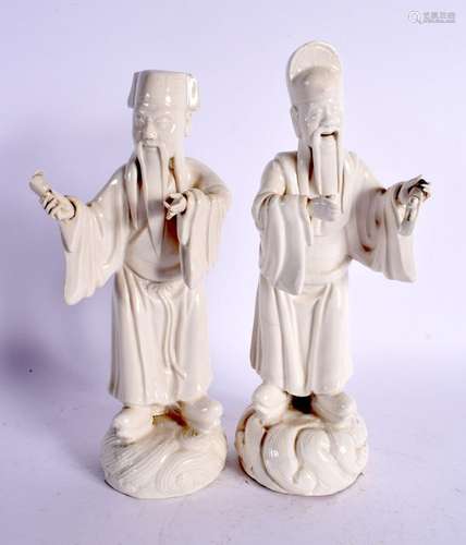 TWO EARLY 20TH CENTURY CHINESE BLANC DE CHINE FIGURES Late Q...