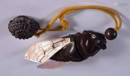 A JAPANESE CARVED BOXWOOD FLY INRO. 13 cm x 5 cm.