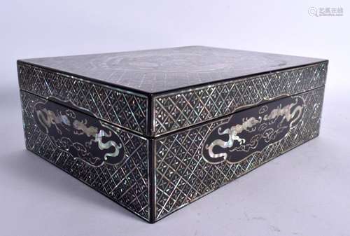 A JAPANESE KOREAN MOTHER OF PEARL INLAID BLACK LACQUER BOX A...