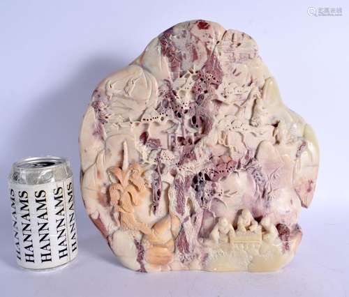 A LARGE CHINESE CARVED HARDSTONE BOULDER 20th Century. 29 cm...