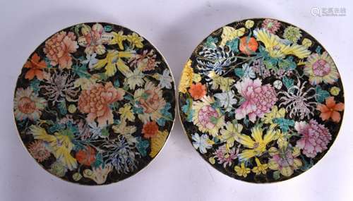 A PAIR OF EARLY 20TH CENTURY CHINESE MILLIFIORE PORCELAIN DI...