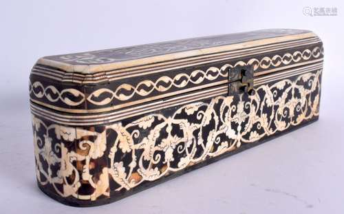 A TURKISH MIDDLE EASTERN BONE INLAID TORTOISESHELL PEN BOX A...