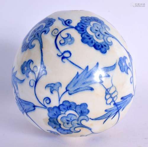 AN OTTOMAN MIDDLE EASTERN HANGING POTTERY MOSQUE BALL. 14 cm...