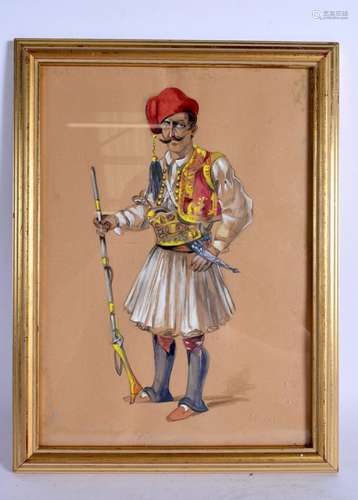 Middle Eastern School (C1920) Watercolour, Standing solider....