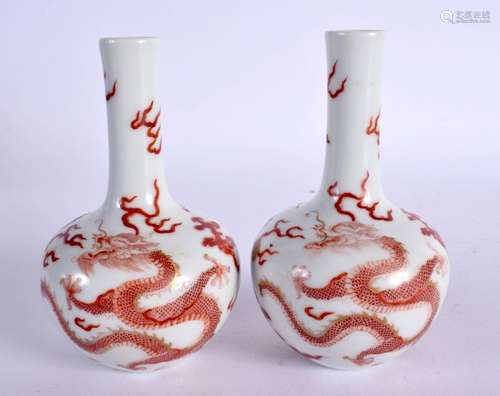 A PAIR OF CHINESE REPUBLICAN PERIOD IRON RED VASES painted w...